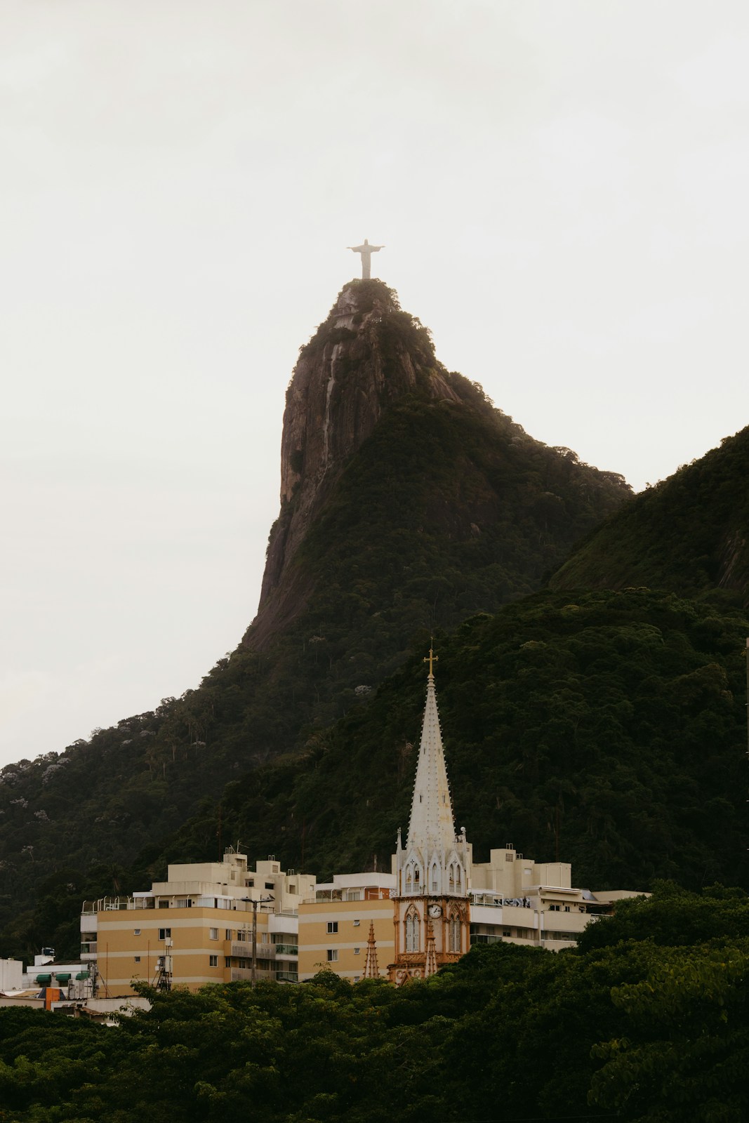 Christ the redeemer statue overlooks rio de janeiro city