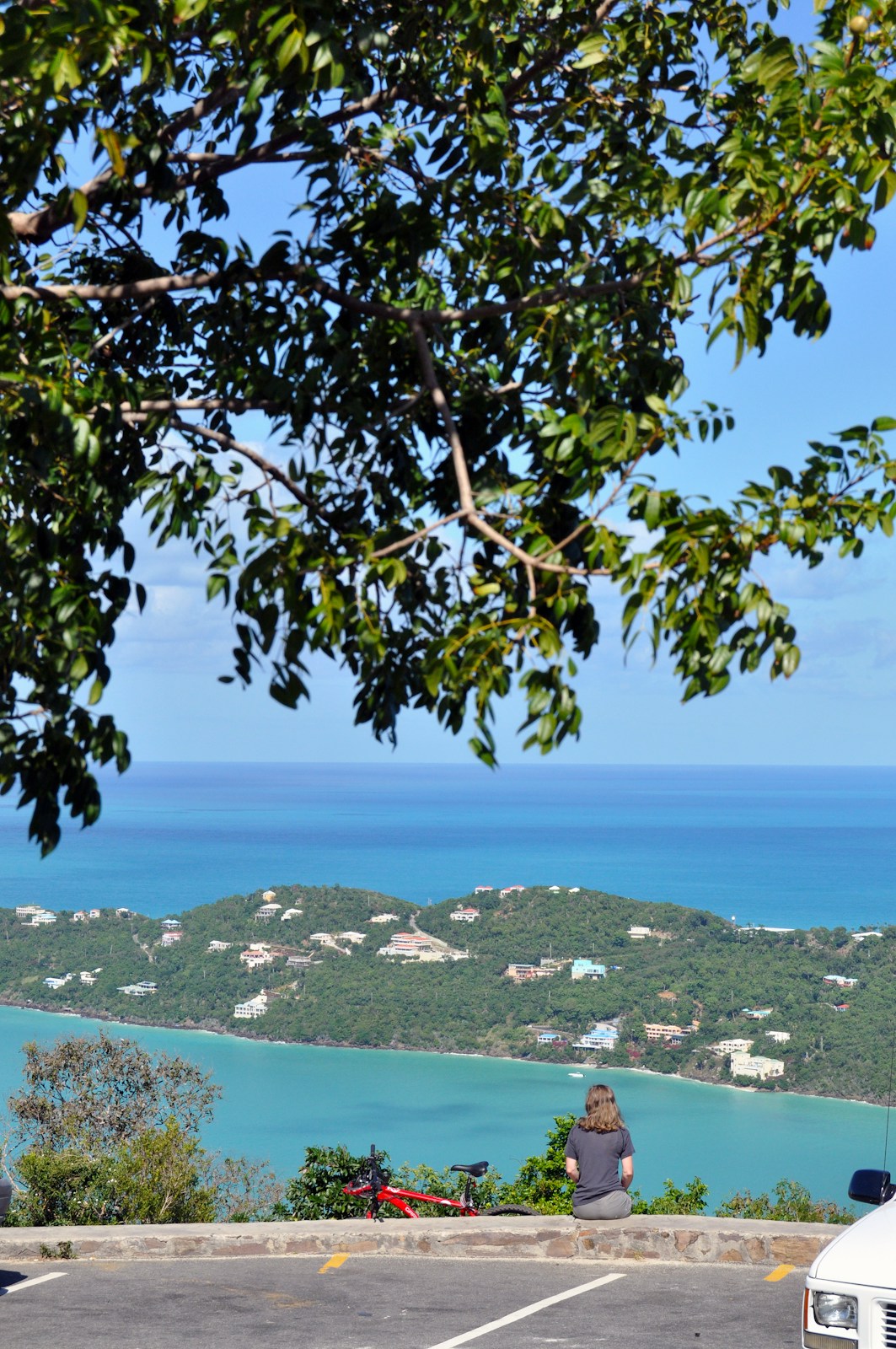 a person sitting on a bench looking out over the ocean